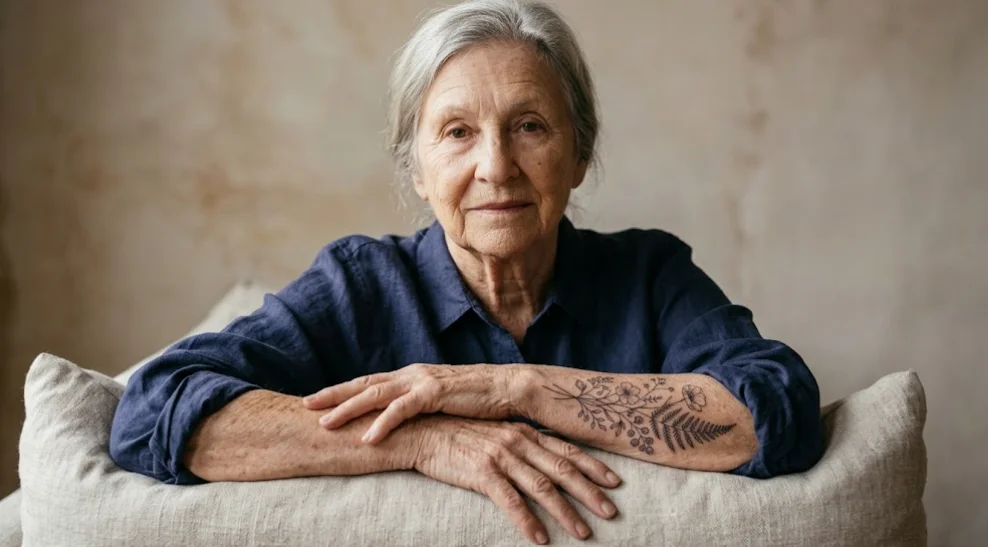 Tatuaż w wieku 70 lat: jak wygląda sesja, co dzieje się z dojrzałą skórą i zasady bezpieczeństwa dla seniorów