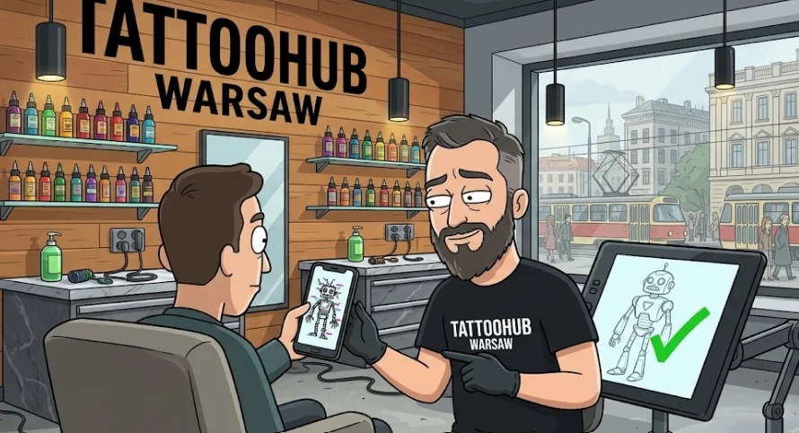 Projekt tatuażu ze sztucznej inteligencji (ChatGPT i Midjourney) kontra tatuator: dlaczego idealna grafika z ekranu rozmywa się na skórze i jak połączyć AI z anatomią
